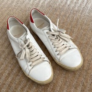 Saint Laurent White Leather and Red Casual Sneakers. Size: 38
